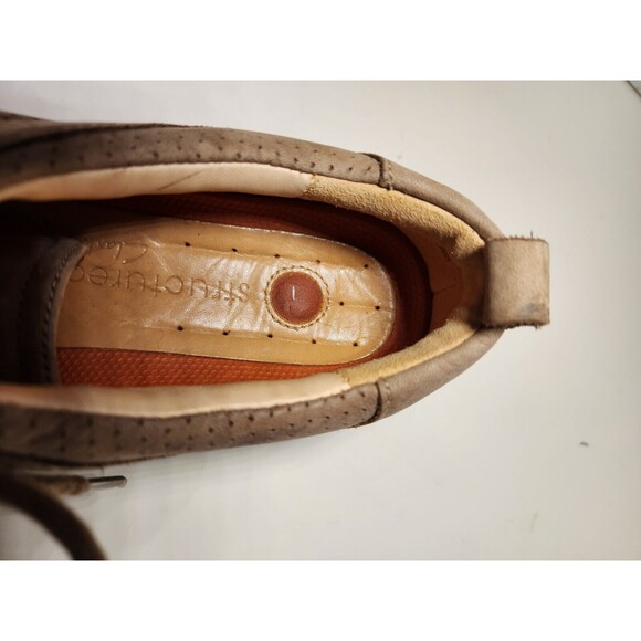 Clarke's Size 7M Structured Women's  Tan Comfort Leather Brushed Suede Ties - Picture 10 of 12